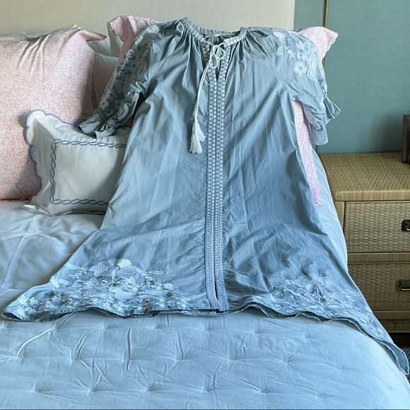 Julia Amory Coature Caftan Dress in Oxford Blue - Picture 4 of 6